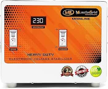 MuscleGrid 10KVA Double Phase + Single Phase (Convertible) Copper Wired Mainline Voltage Stabilizer 100V to 500V (10KVA Convertible)