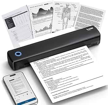 SEZNIK Portable A4 Printer, Bluetooth, Inkless Thermal Printer | USB, Bluetooth Compatible with Android iOS Laptop | 1 Year Warranty (Lite-203DPI-Black)
