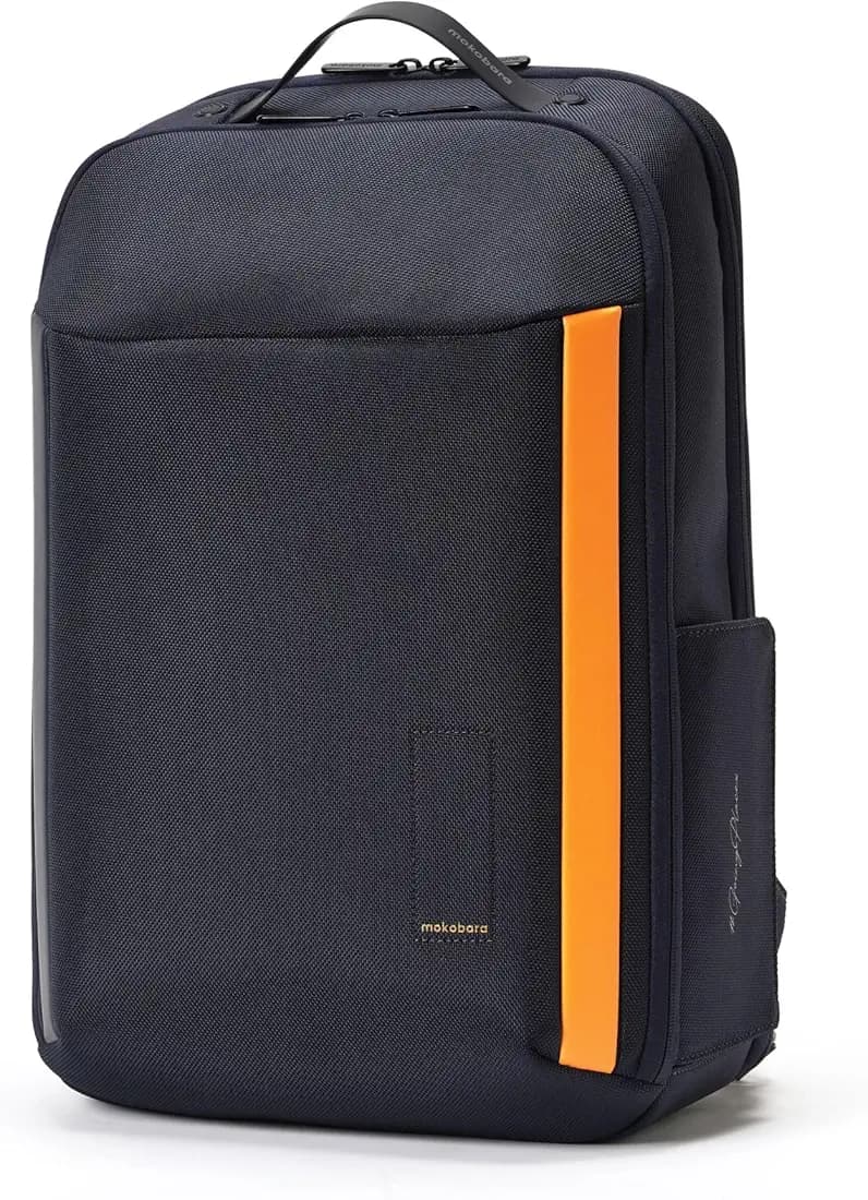 MOKOBARA The Autopilot Backpack Fits 15.6 Inch Laptop, 35L Capacity Premium Durable Nylon and Vegan Leather Blue Unisex Multipurpose Laptop Backpack | Ideal for Office, Travel, School (Headspace)