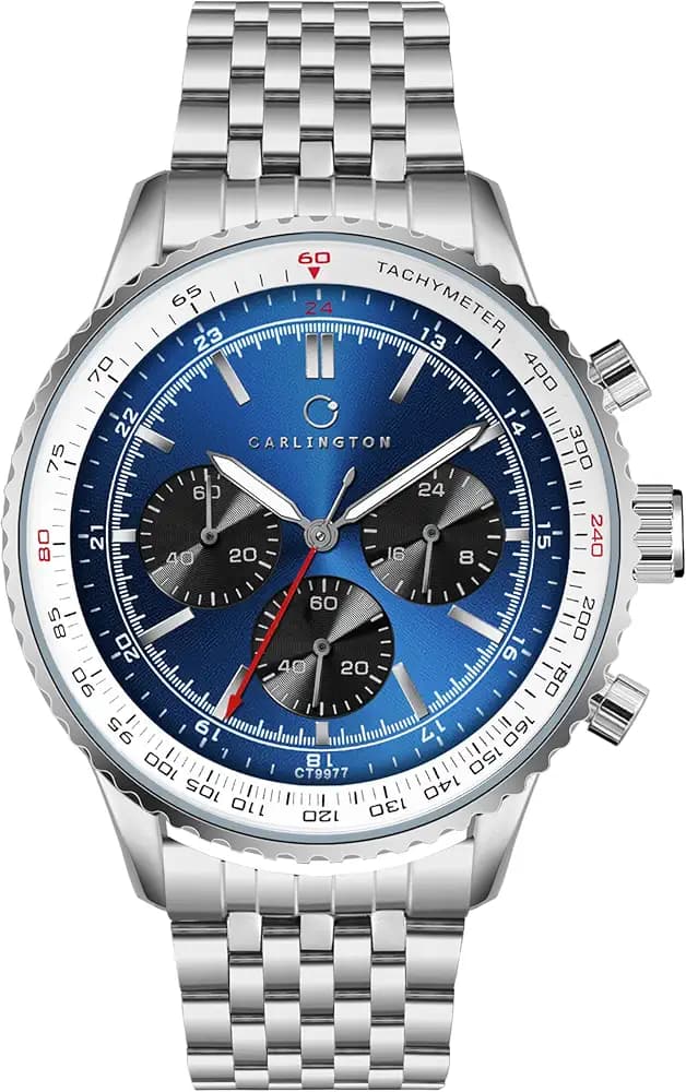 Carlington Legacy Series Analog Wrist Watches with Chronograph & Stainless Steel Chain Strap for Men - CT 9977