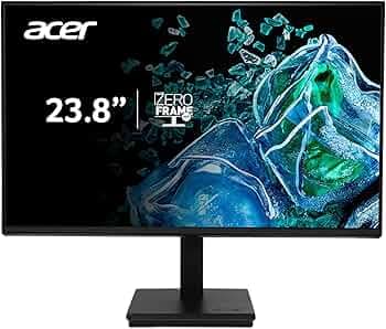 acer Vero V247Y G 23.8 Inch Full HD IPS Monitor I 120Hz Refresh, AdaptiveSync I 99% sRGB, 1500:1 Contrast I 2x2W Speakers I HDMI +VGA I ZeroFrame I VisionCare 2.0 I VESA I Energy Star I Black