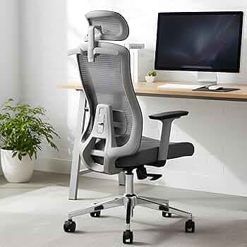 MRC Apex Ergonomic Office High Back Computer Chair with 3 Years Warranty,Adjustable Lumbar Support,360° Adjustable Armrests, Multi Lock Mechanism, Chrome Base (Apex, Grey)