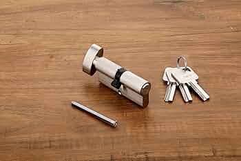 HARMONUS Premium Brass Made Mortise Cylinder Lock 70 mm with Smart Computer Key 3 Brass (one Side Key and Knob) - 1-Piece