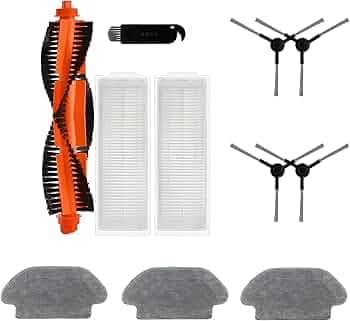 Reverbo 11 Pcs Replenishment Kit Compatible With Mi Robot Vacuum-Mop P | Two Filters, One Bristle Brush, Three Mop Cloths, Four Side Brushes And One Cleaning Tool,Multicolor