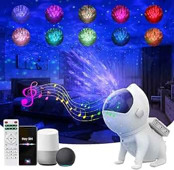 Alexa Galaxy Projector with 8 White Noises, Valentines Day Smart LED Star Projector Night Lights 360 ° Adjustable Space Dog Design with Bluetooth Speaker Colors Changing Music Timer Remote Control