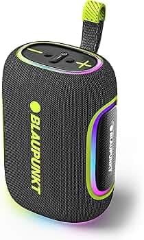 Blaupunkt ATOMIK OMG ATOM 60W Portable Bluetooth Speaker, Advanced DSP Sound, 100 Years German Legacy Audio, Jazzy Aura Party Neon Lights, IPX6 Splashproof & Dustproof, Wireless Outdoor Travel Speaker