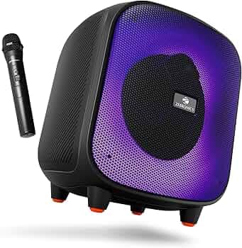 ZEBRONICS Sound Feast 800,Portable Party Bluetooth Speaker,55 Watts,6 Hours Playback,6.5 inch Powerful Driver,Wireless MIC,Karaoke,Mobile Holder,RGB,TWS | USB | AUX | 6.3mm MIC,Deep Bass,Black