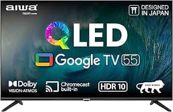Aiwa 139 cm (55 inches) QLED Display 4K Ultra HD | Google TV | Smart TV | Dolby Vision | Magnifiq Series Bezel-Less | 2 GB RAM | 16 GB Storage | Dolby Atmos Audio | Signature Sound | AS55QUHDX3-GTV
