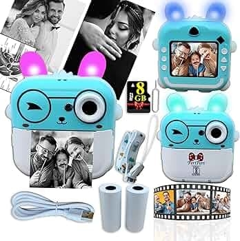 PeriPeri Instant Print Mini Thermal Printer Inkless Bluetooth Camera Printer. Compatible with iOS Android (1 Year Warranty) (Blue)