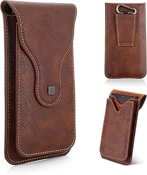 PULOKA -Multifunctional Phone Pouch - Vegan Leather - Portable Travel Holster Bag with Waist Belt - Carry Phones Upto 6", Cards, Cash - for Outdoor Sports, Hiking, Cycling, Travelling - Brown