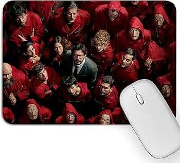 Artich Designer Gaming Mouse Pad for Office Laptop/Computer with Super Soft Non-Slip Rubber Base and Lycra Cloth Surface for Silky Touch Rectangle Money Heist (Scary Red Money Heist)