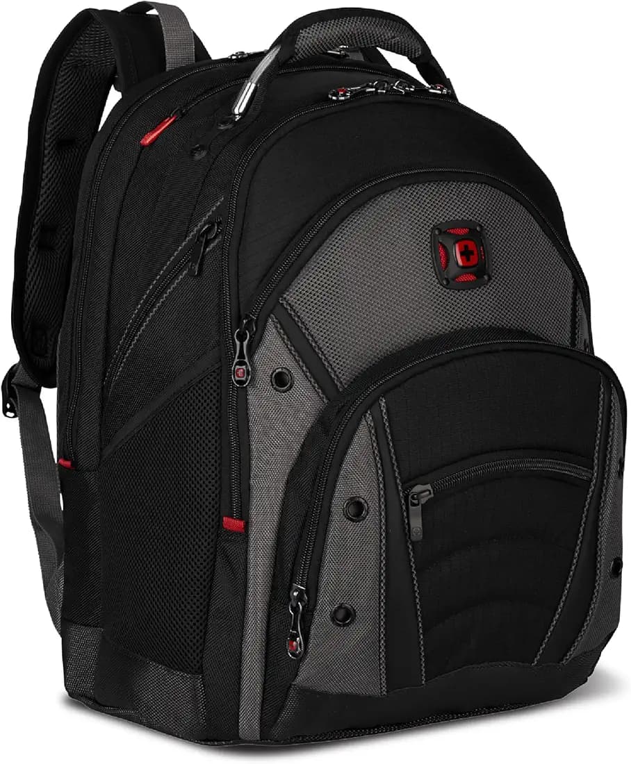 WENGER SYNERGY 16 Inch Laptop Backpack with Tablet Pocket, Padded compartment in Black/Grey (26 Litre)-blend of style & function, Swiss designed, 600635