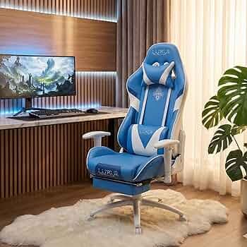 Dr Luxur® Leeroy Ergonomic Gaming Chair for Office Work at Home with Neck & Lumbar Pillow with Full 180 Recliner Back & Footrest, 2-D Armrest with Metallic Wheelbase and Multi Lock (Leeroy)