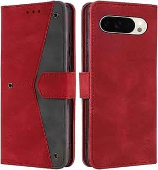 Flip Cover for Google Pixel 10 5G, Google Pixel 10 Pro 5G Mobile Phone | Business Professional Case | Premium Finish Back Cover | Foldable with Card Slots | Top Trending | Red Multi