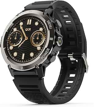 GOBOULT Newly Launched Tuff Hawk Smart Watch 1.39'' HD Display, BT Calling, Working Crown, 150+Watchfaces, 450 Nits Brightness, AI Voice Assistant, SpO2 Monitoring (Green) (Black)