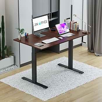 Jin Office Vertex Manual Height Adjustable Table| Adjustable Standing Desk with Hand Crank| Sit Stand Desk| Ergonomic Table for Home,3 Year Warranty,80 Kg Wt. Cap| Black & Brown|1200*750mm/25MM Thick