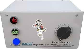 Rahul C-2000 an2 Kva/8 Amp 90-260 Volt,Manual 8 Booster,Use a Maximum of 8 Amp Load, Input Output Meter with Load Indicator with Over Load MCB, Mainline Autocut Voltage Stabilizer