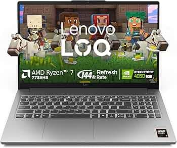 Lenovo LOQ Essential AMD Ryzen 7 7735HS | NVIDIA RTX 4050 6GB (16GB RAM/512GB SSD/144Hz Refresh Rate/15.6" (39.6cm)/Windows 11/Office Home 2024/3 Mon. Game Pass/Grey/1.8Kg), 83S0009TIN Gaming Laptop