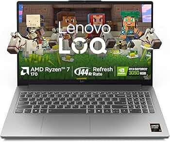 Lenovo LOQ Essential AMD Ryzen 7 170 | NVIDIA RTX 3050 6GB (16GB RAM/512GB SSD/144Hz Refresh Rate/15.6" (39.6cm)/Windows 11/Office Home 2024/3 Mon. Game Pass/Grey/1.8Kg), 83S000CRIN Gaming Laptop
