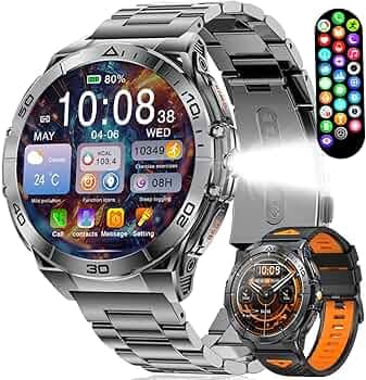 Military Smart Watch for Men,1.6" AMOLED Screen /600mAh Battery/5ATM Waterproof Smartwatches (Answer/Dial Calls) Fitness Tracker with Heart Rate/Sleep Tracking/Blood Oxygen for Android/iOS Black
