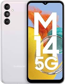 Samsung Galaxy M14 5G (ICY Silver,6GB,128GB)|50MP Triple Cam|Segment's Only 6000 mAh 5G SP|5nm Processor|2 Gen. OS Upgrade & 4 Year Security Update|12GB RAM with RAM Plus|Android 13|Without Charger