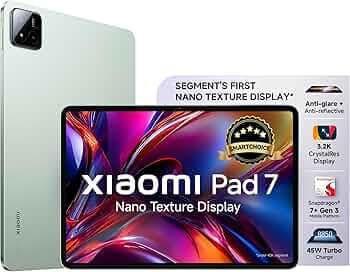 XIAOMI Pad 7 Nano Texture Display [Smartchoice] | Snapdragon 7+ Gen 3| 3.2K Display (28.44 cm /11.2") Tablet| 12GB, 256GB| Anti-Reflective| Anti-Glare| HyperOS 2| Dolby Vision Atmos |Sage Green