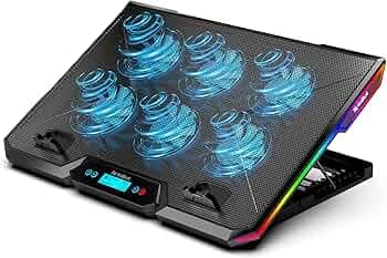 SpinBot Airflow X20 Laptop Cooling Pad | 6 High-Speed Fans | 7 RGB Modes | Adjustable Height | Quiet 1800-2400 RPM Operation | Dual USB Ports | Fits Laptops up to 17.3 Inches