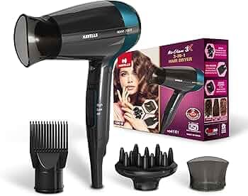 Havells Styling Hair Dryer | Hypersonic Motor | 3 Detachable Attachment| Diffuser, Quill-Style Comb, Aerofocus Nozzle|3 Temperature/2 Speed Settings| Cool Shot| 1200 W |2 years guarantee|HD4161