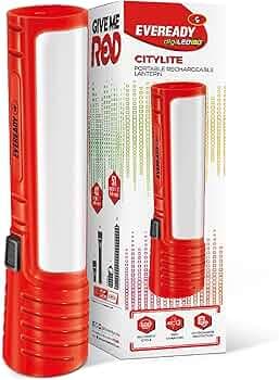 Eveready CITYLITE Multipurpose Emergency Rechargeable Lantern|HL50|2W Torch & 3W Lantern|Micro USB Fast Charging|Overcharge Protection|Powered by 3.7V Li-Ion Battery|Red, Blue & Green, LED, 220 Lumen