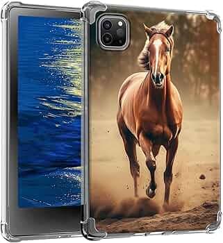 Clear Case for iPad Pro 12.9 inch 2022/2021/2020 (6th/5th/4th Gen) Slim Lightweight Soft TPU Transparent Silicone Shockproof Protective Back Cover for iPad Pro 12.9, Running Horses