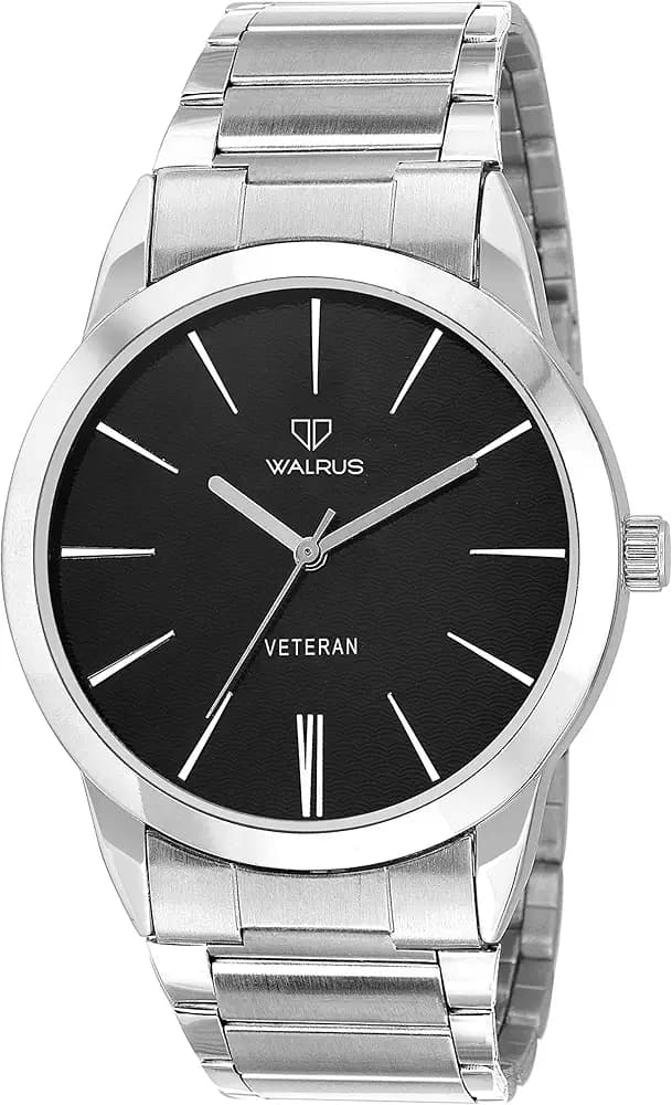 Walrus Wrist Watch for Men Analog Silver Metal Chain | Stylish Quartz Display | Durable Silver Strap and Case | Classic and Elegant Design
