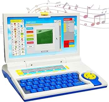 VGRASSP Educational Laptop Computer Toy for Kids with Mouse - 20 Activities English Learner Notebook with Games - Learn Alphabets, Words, Numbers and Music - Color As Per Stock
