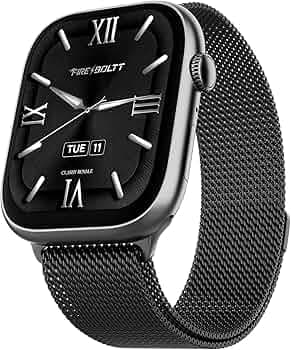 Fire-Boltt Ninja X Ring Smart Watch 1.96" Always On Display Bluetooth Calling, Voice Assistant, SpO2 & Heart Rate, 120+ Sports Modes, IP67 Waterproof Smartwatch for Men & Women - Black Mesh
