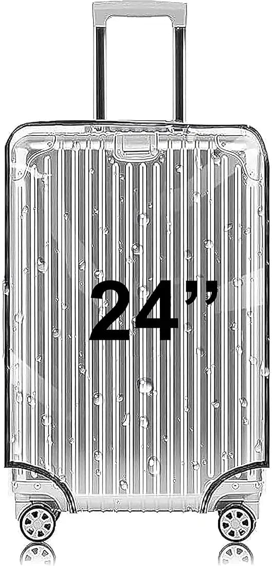 24 Inch Trolley Bag Cover/Suitcase Bag Cover/Waterproof Dustproof Luggage Cover for Wheeled Luggage/Zippered Clear PVC Suitcase Covers Protectors (Medium, 24 inch, Set of 1)