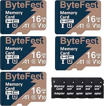 5 Pack 16GB Micro SD Card with 5 Adapter, UHS-I U1 A1 C10 V10 High Speed TF Card, FHD Video, 80MB/s, MicroSDHC Flash Memory Card for MP3 MP4 Player/Camera/Dash Cams
