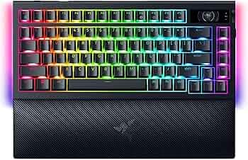Razer BlackWidow V4 Pro 75% Wireless Gaming Keyboard: OLED Display - True 4K Hz Wireless - Bluetooth - Hot Swappable - Orange Tactile Switches - Command Dial - Snap Tap - Chroma RGB - Wrist Rest