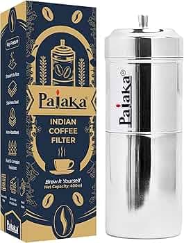 PAJAKA South Indian Filter Coffee Maker - 400 ML Capacity, Stainless Steel Madras Kaapi Kappi Drip Decoction Coffee Brewer, Big Size for 6-8 Cups, Home & Kitchen