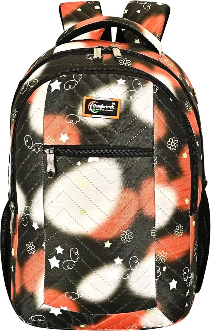 37 Litre School Backpack, Water-Resistant, 19 Inch, Large Multipurpose Travel Bag, Blue Black Pink Star Pattern, for Boys & Girls, Men & Women, College School Office