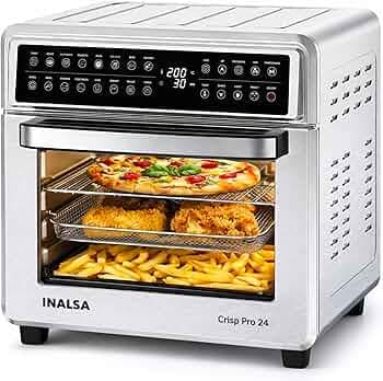 INALSA Crisp Pro 24 Air Fryer Oven 24 Litre 1700W|Digital Display|16 Preset Functions|Rotisserie,OTG,Convection Oven|220°C Max Temp|Oil-Free Cooking|With Crumb Tray, Skewer Rods & More|2 Yr Warranty