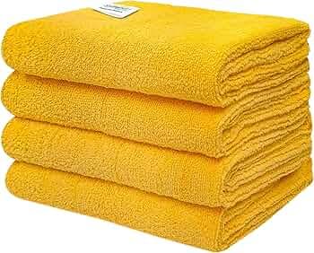 SOFTSPUN Microfiber Cloth 40x60 Cms, 4 Piece Towel Set, 340 GSM (Orange) Multi-Purpose Super Soft Absorbent Cleaning Towels for Home, Kitchen, Car, Cleans & Polishes Everything in Your Home.