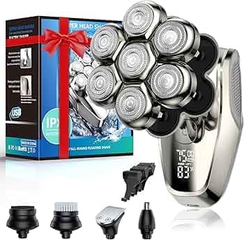 Electric Shaver for Bald Men, Vylto Upgrade 7D Head Shaver, Anti Pinch Head Shaver with 5-in-1 Men's Care Kit, IPX7 Waterproof, Wet/Dry, Type-C Charging, Head Shaver for Bald Men