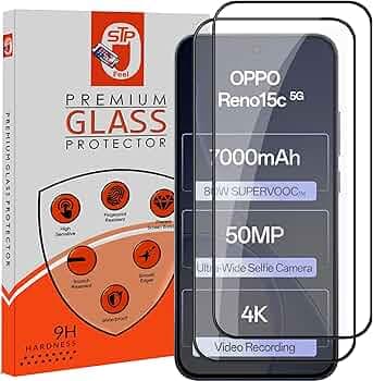 STP FEEL® Premium Tempered Glass Screen Protector Guard Compatible For Oppo Reno 15C 5G (6.59 Inch, Pack of 2) | Edge to Edge Coverage With Easy to installation kit for Smartphone