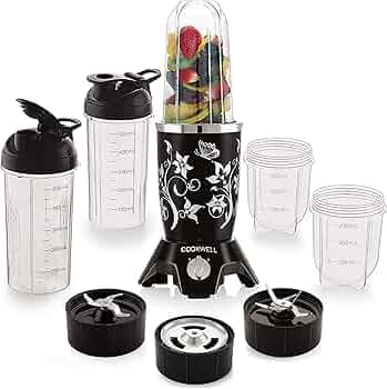 Cookwell Bullet Mixer Grinder (5 Jars, 3 Blades, Black) - Copper, 600 Watts - 2 Year Warranty
