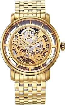 Titan Mechanical Slimline Automatic Gold Dial Gold Stainless Steel Strap Watch for Men - NT90158YM01