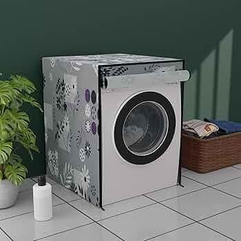 Kuber Industries Dustproof IFB Front Load Washing Machine Cover 6 Kg/6.5 Kg/7 Kg/7.5 Kg with Zip | Washing Machine Cover Front Load with Cut-Out Space for Wire/Pipe | Grey Flower Circle