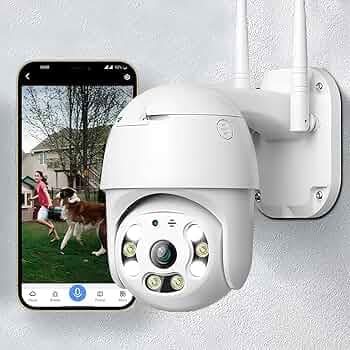 Outdoor WiFi CCTV Camera, Wireless Security Camera 2MP HD, 360° Pan Tilt, Smart Color Night Vision, Motion Detection with Auto Tracking, Two-Way Talk, IP66 Waterproof, Supports SD Card up to 128GB