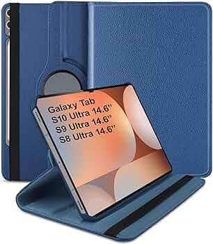 TGK 360 Rotatable Smart Flip Cover for Samsung Galaxy Tab S10 Ultra Case/Tab S9 Ultra 14.6 Inch/Tab S8 Ultra 14.6 Inch (Dark Blue)