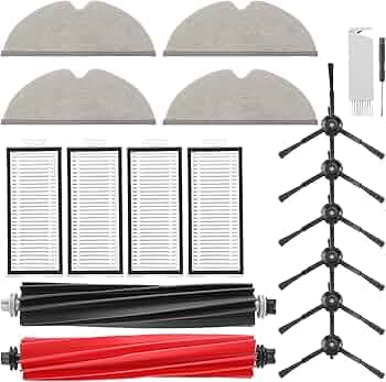 Q5 Pro Accessories Kit Replacement Compatible with Roborock Q5 Pro / Q5 Pro+ / Q8 Max / Q8 Max+ Robot Vacuum, 1 Dual Main Brush, 4 Mop Cloth Pads, 6 Side Brushes, 4 Washable Filter, 1 Tool