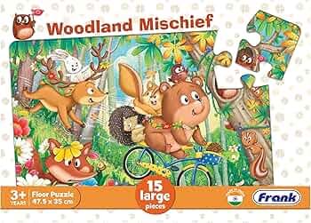 Frank Woodland Mischief Floor Jigsaw Puzzle for Kids | Puzzle Games & Educational Toys | Boosts Imagination, Coordination | Puzzles for Kids for Age 3, 4, 5, 6, 7 | Gifts for Girls & Boys- 15 Pcs