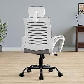 beAAtho® Verona Mesh High Back Ergonomic Home Office Chair | 3-Years Limited Warranty, Tilting & Height Adjustable Mechanism, Heavy Duty Metal Base| (White-Grey)